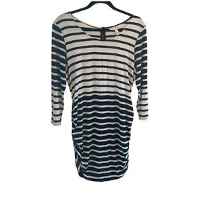 Jessica Simpson Maternity Ruched Striped Stretch Dress Baby Shower Bodycon Sz L